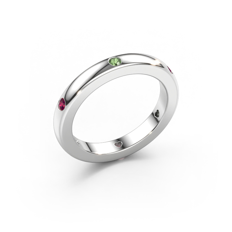 Bild av Stapelbar ring Charla 950 platina Grön turmalin 2 mm