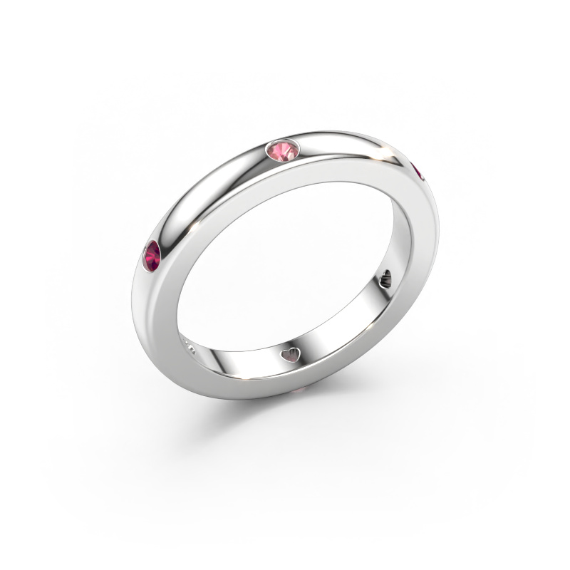 Bild av Stapelbar ring Charla 585 vitt guld Rosa turmalin 2 mm