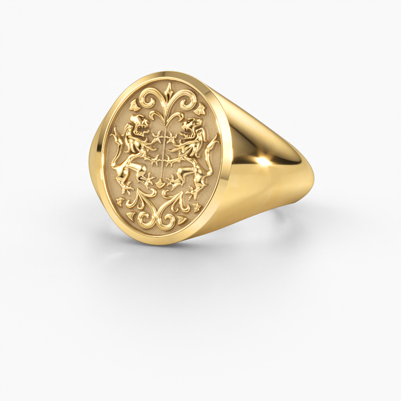 Oval coat of arms gold family crest ring Charlie|Customize yourself