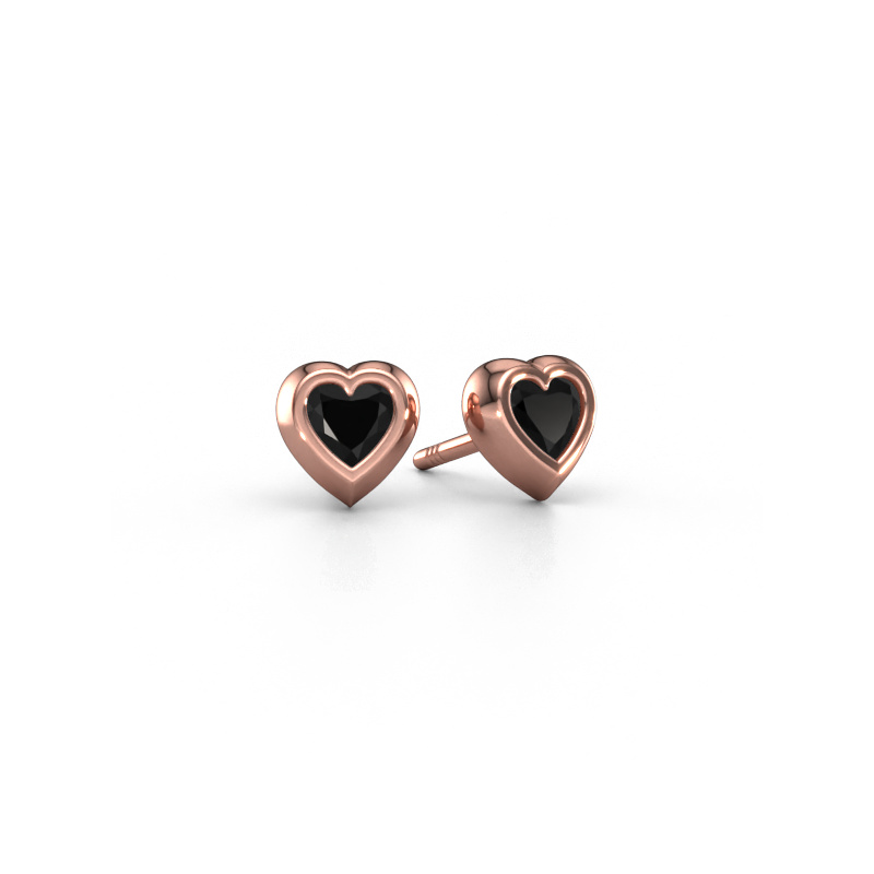Image of Stud earrings Charlotte 585 rose gold Black diamond 0.60 crt