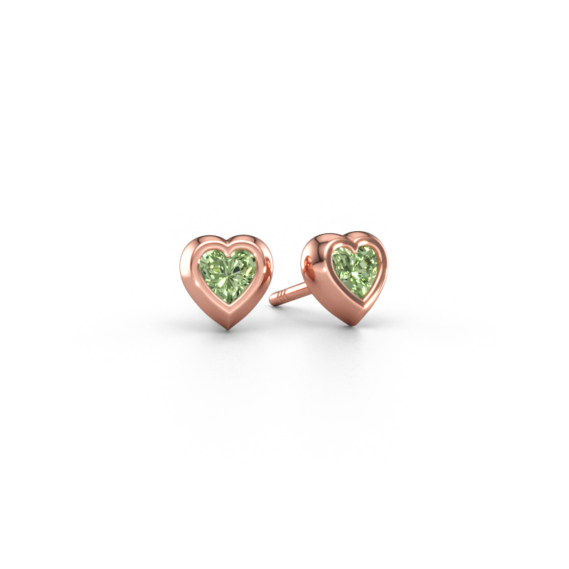 Immagine di Orecchini a lobo Charlotte 585 oro rosa Diamante lab grown verde 4 mm