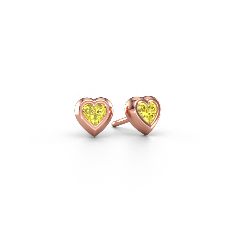 Immagine di Orecchini a lobo Charlotte 585 oro rosa Diamante lab grown giallo 4 mm