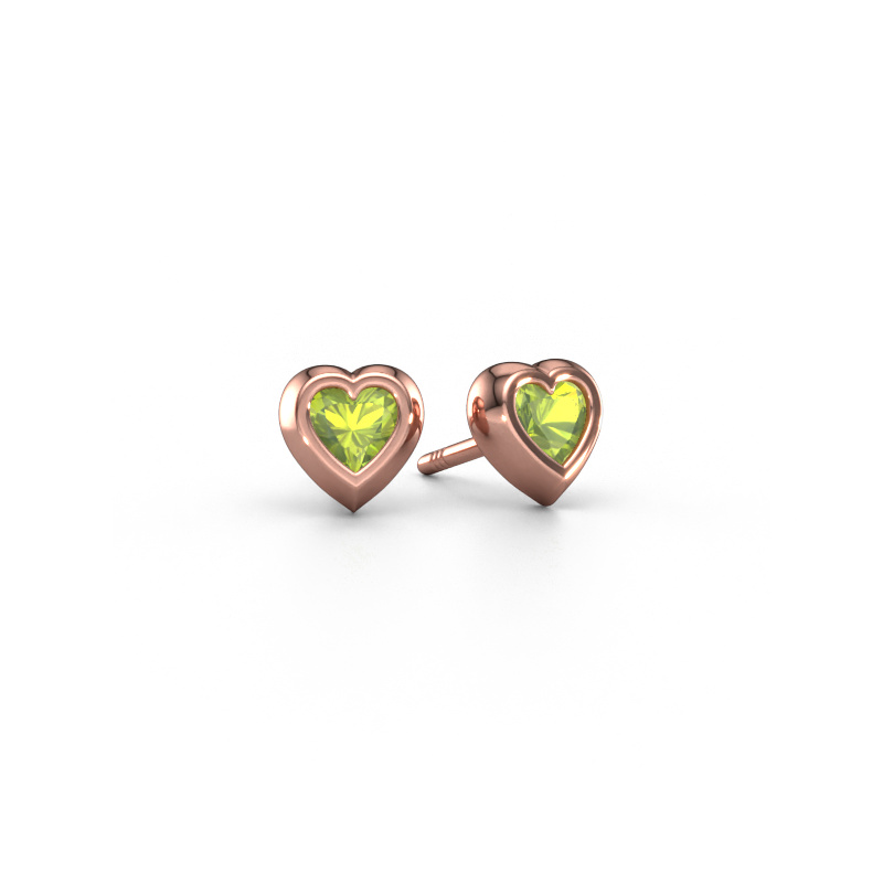 Image of Stud earrings Charlotte 585 rose gold Peridot 4 mm
