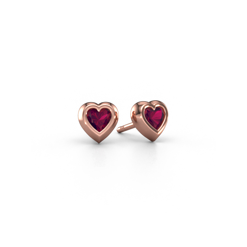 Image de Clous d'oreilles Charlotte 585 or rose Rhodolite 4 mm