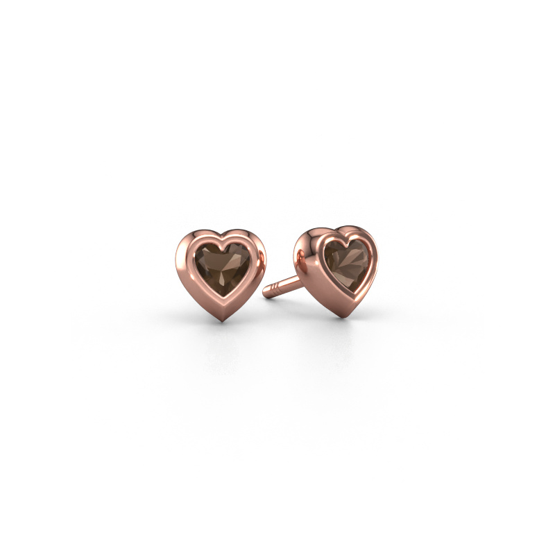 Image de Clous d'oreilles Charlotte 585 or rose Quartz fumé 4 mm