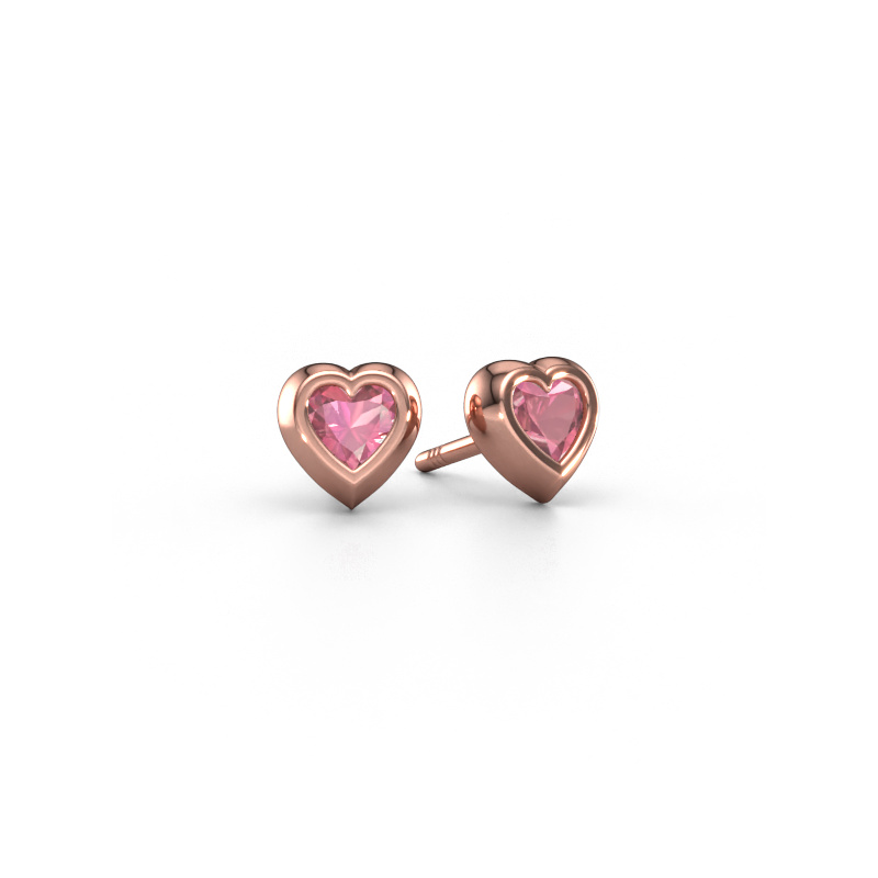 Image of Stud earrings Charlotte 585 rose gold Tourmaline pink 4 mm