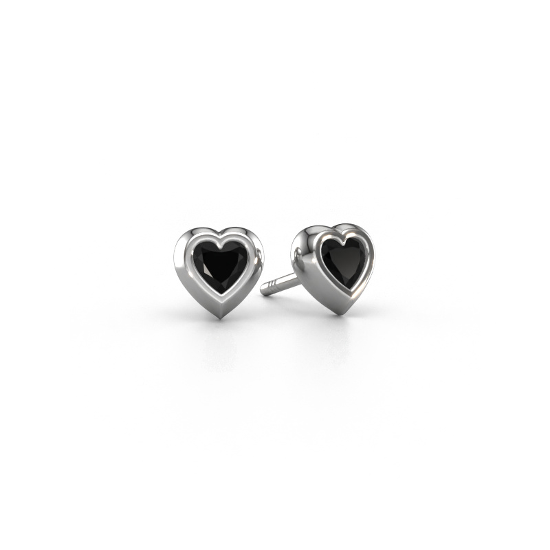 Image of Stud earrings Charlotte 585 white gold Black diamond 0.60 crt