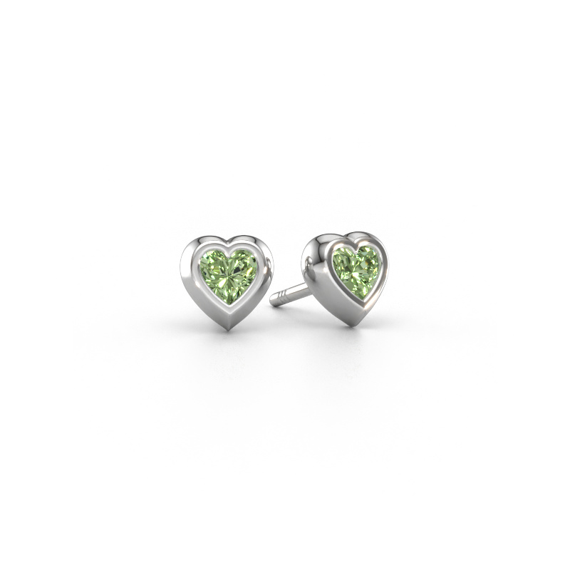 Immagine di Orecchini a lobo Charlotte 585 oro bianco Diamante lab grown verde 4 mm