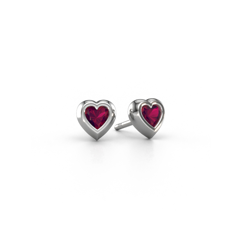 Image of Stud earrings Charlotte 585 white gold Rhodolite 4 mm