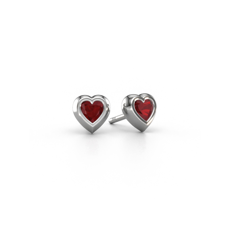 Image of Stud earrings Charlotte 585 white gold Ruby 4 mm