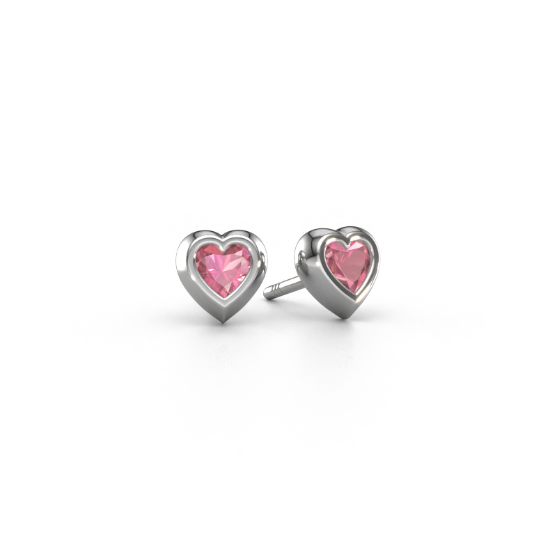 Image of Stud earrings Charlotte 585 white gold Tourmaline pink 4 mm