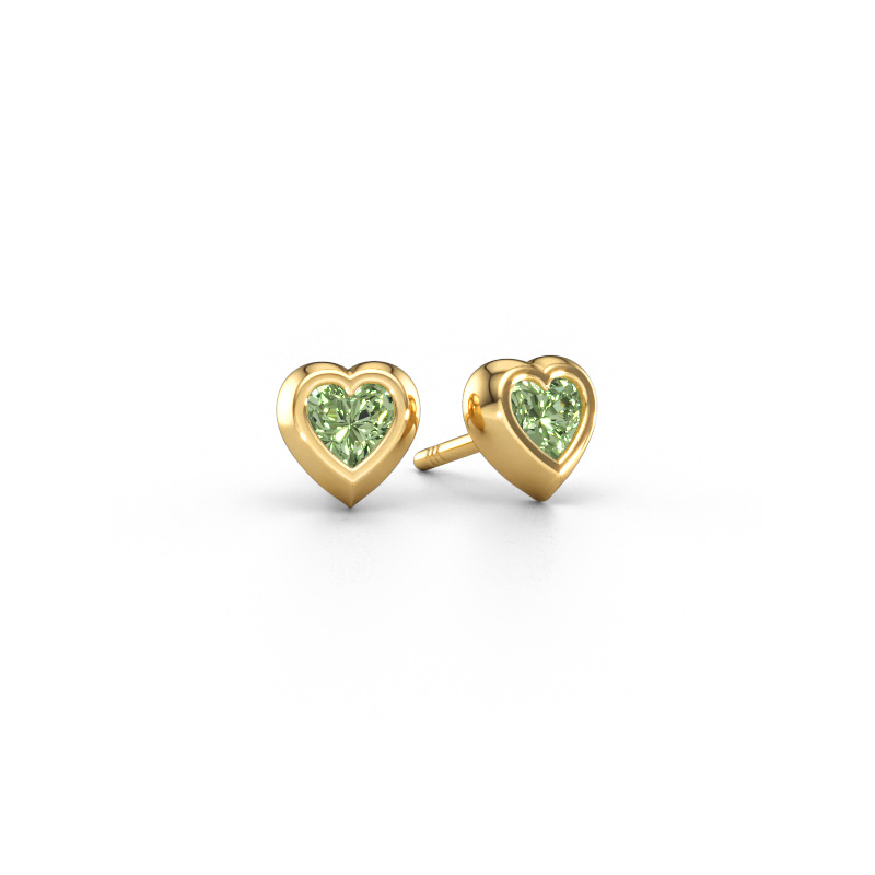 Image of Stud earrings Charlotte 585 gold Green lab grown diamond 4 mm