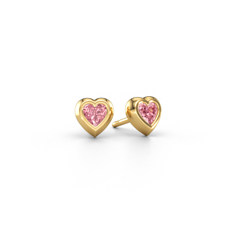Image of Stud earrings Charlotte 585 gold Pink lab grown diamond 4 mm