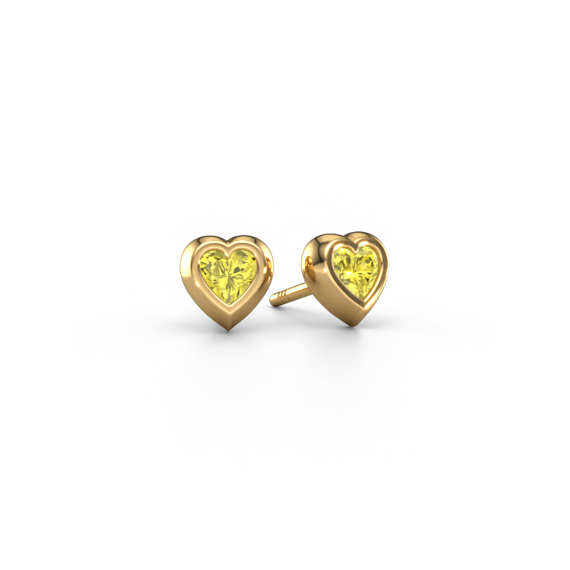 Image of Stud earrings Charlotte 585 gold Yellow lab grown diamond 4 mm