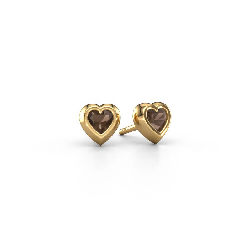 Image of Stud earrings Charlotte 585 gold Smokey quartz 4 mm