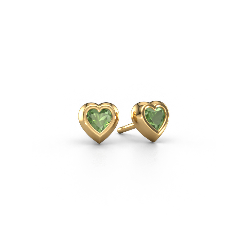 Image of Stud earrings Charlotte 585 gold Tourmaline green 4 mm