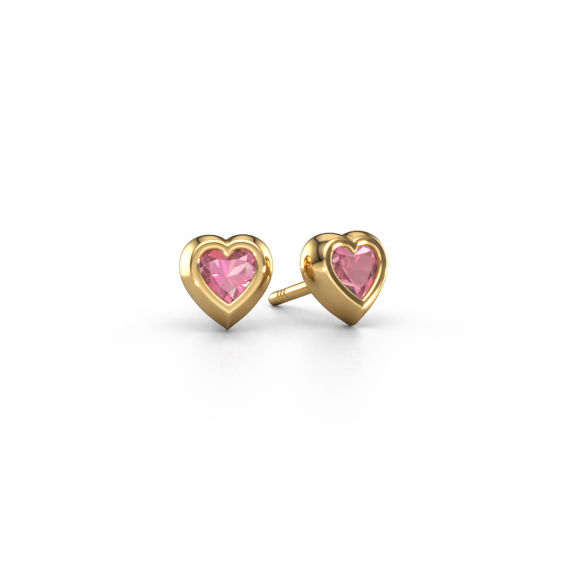 Image of Stud earrings Charlotte 585 gold Tourmaline pink 4 mm