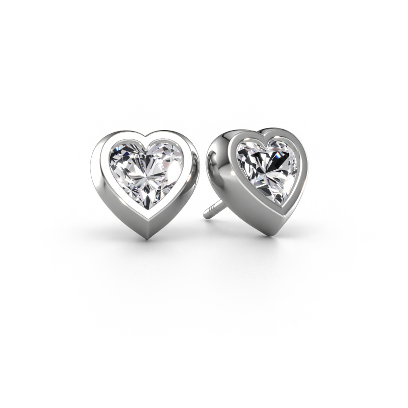 Image of Stud earrings Charlotte 585 white gold Diamond 2.50 crt