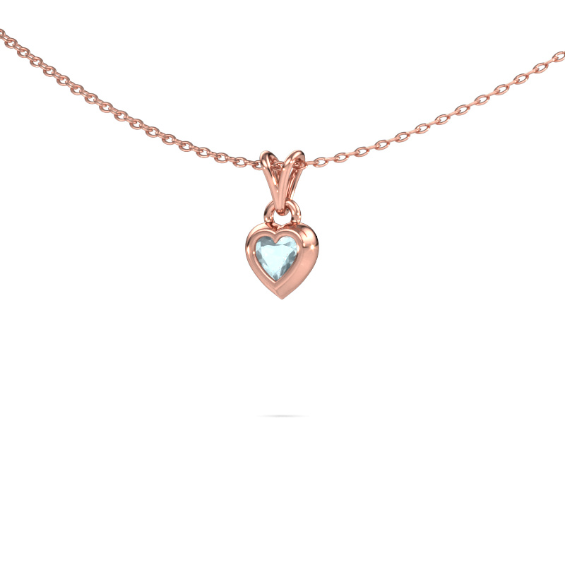 Afbeelding van Hanger Charlotte Heart 585 rosé goud Aquamarijn 4 mm