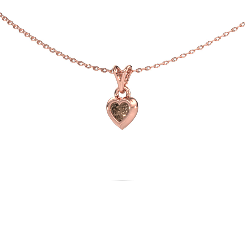 Image of Pendant Charlotte Heart 585 rose gold Brown diamond 0.25 crt