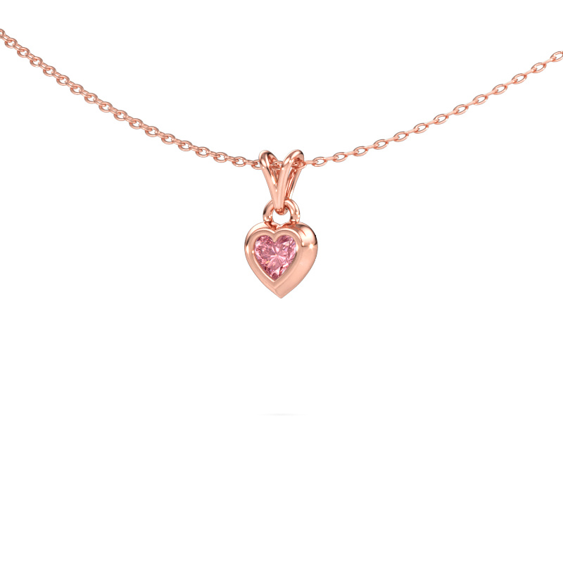 Bild av Hänge Charlotte Heart 585 roséguld Rosa labbodlad diamant 4 mm