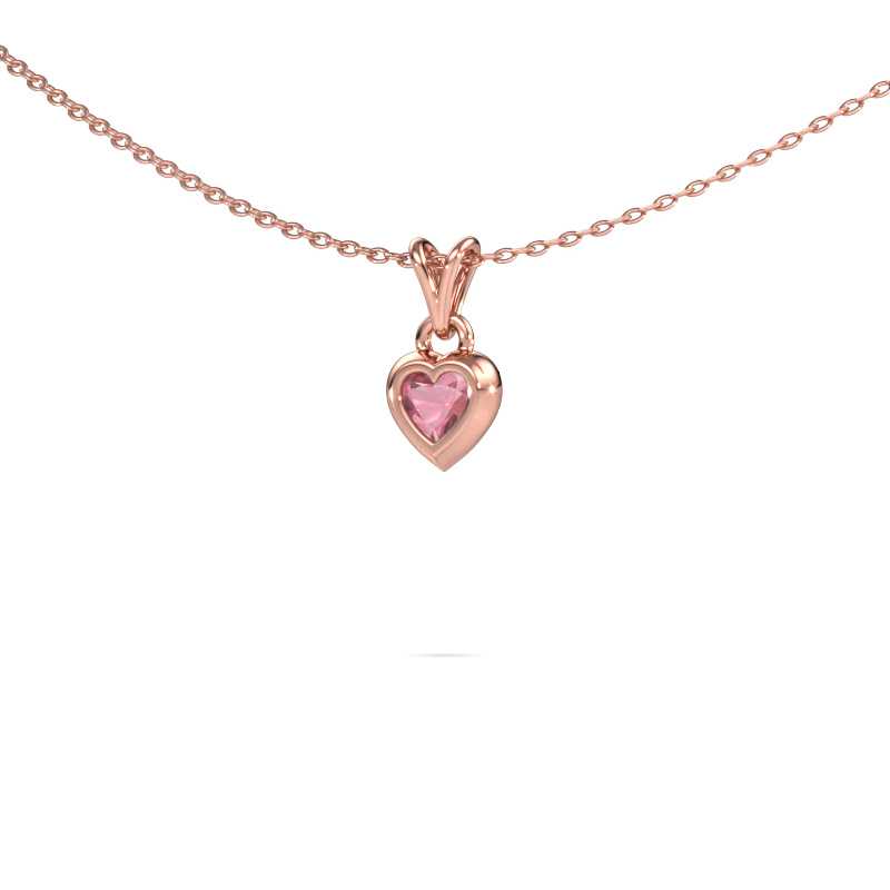 Image of Pendant Charlotte Heart 585 rose gold Tourmaline pink 4 mm