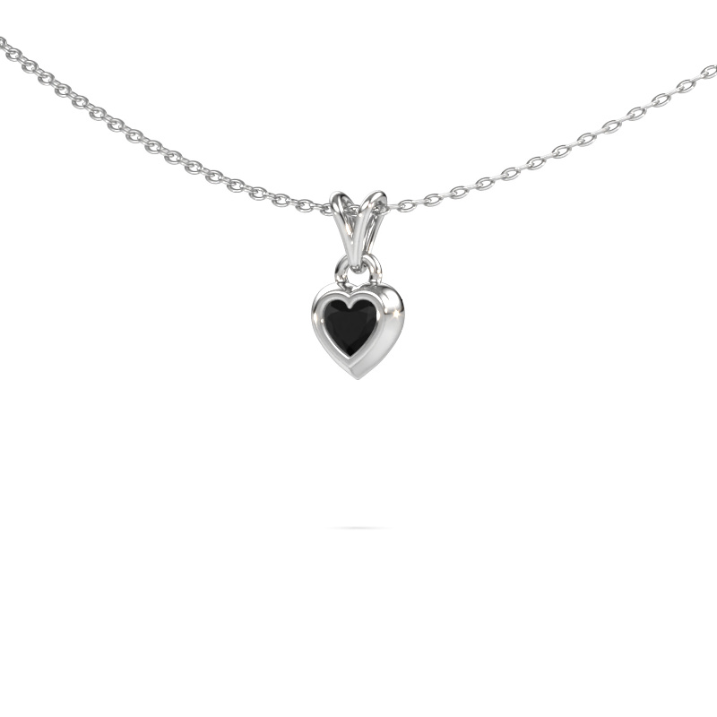 Image of Pendant Charlotte Heart 585 white gold Black diamond 0.30 crt