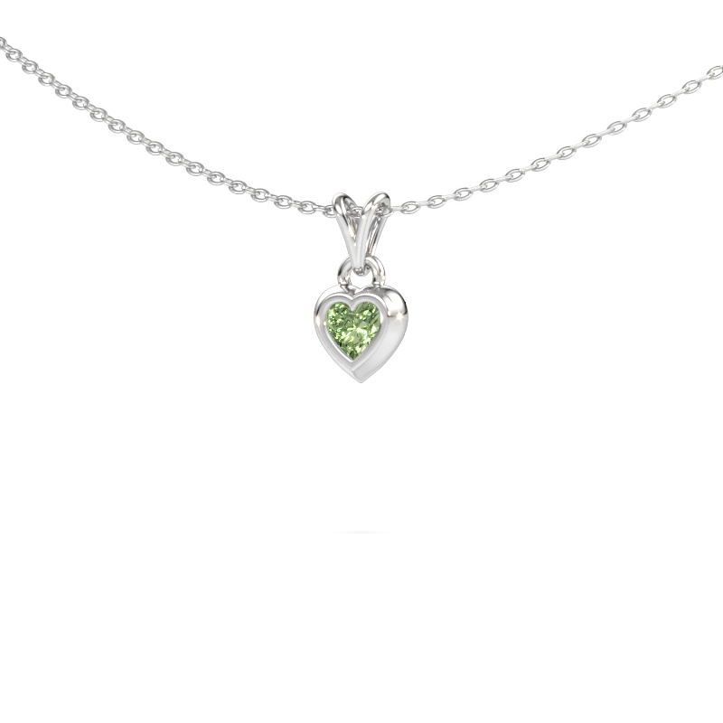 Bild av Hänge Charlotte Heart 585 vitt guld Grön labbodlad diamant 4 mm