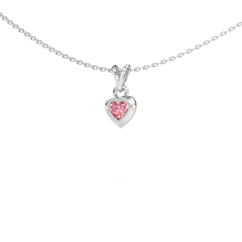 Bild av Hänge Charlotte Heart 585 vitt guld Rosa labbodlad diamant 4 mm