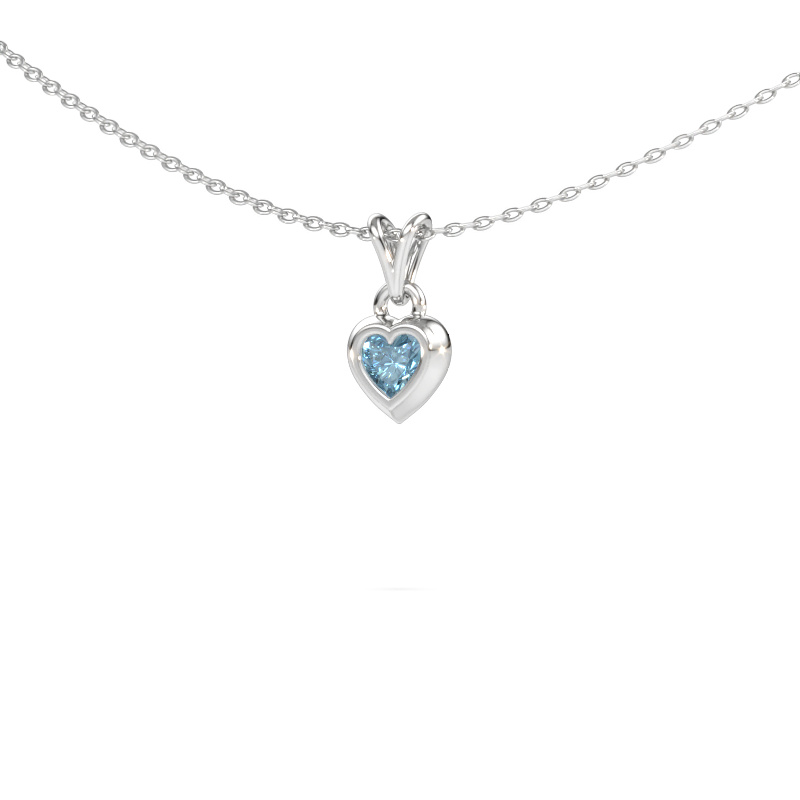 Immagine di Ciondolo Charlotte Heart 585 oro bianco Diamante lab grown blu 4 mm