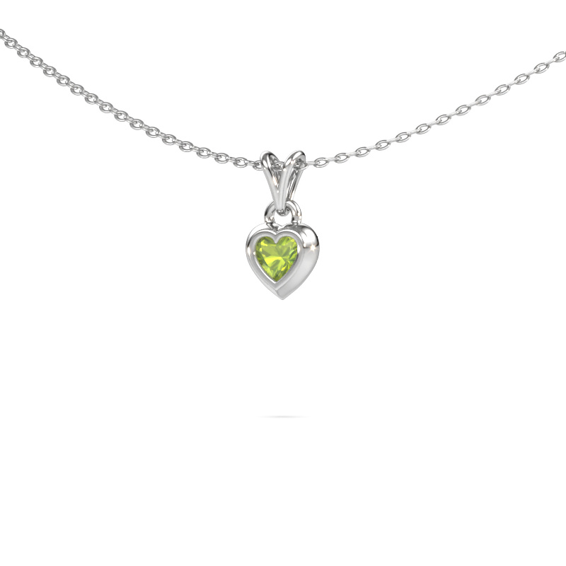 Image de Pendentif Charlotte Heart 585 or blanc Péridot 4 mm