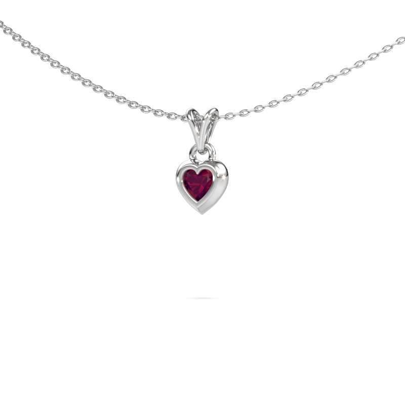 Image de Pendentif Charlotte Heart 585 or blanc Rhodolite 4 mm