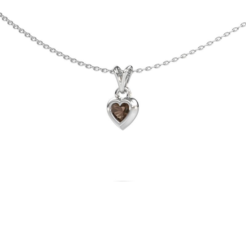Afbeelding van Hanger Charlotte Heart 585 witgoud Rookkwarts 4 mm