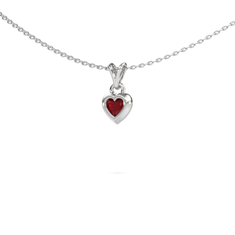 Image of Pendant Charlotte Heart 585 white gold Ruby 4 mm