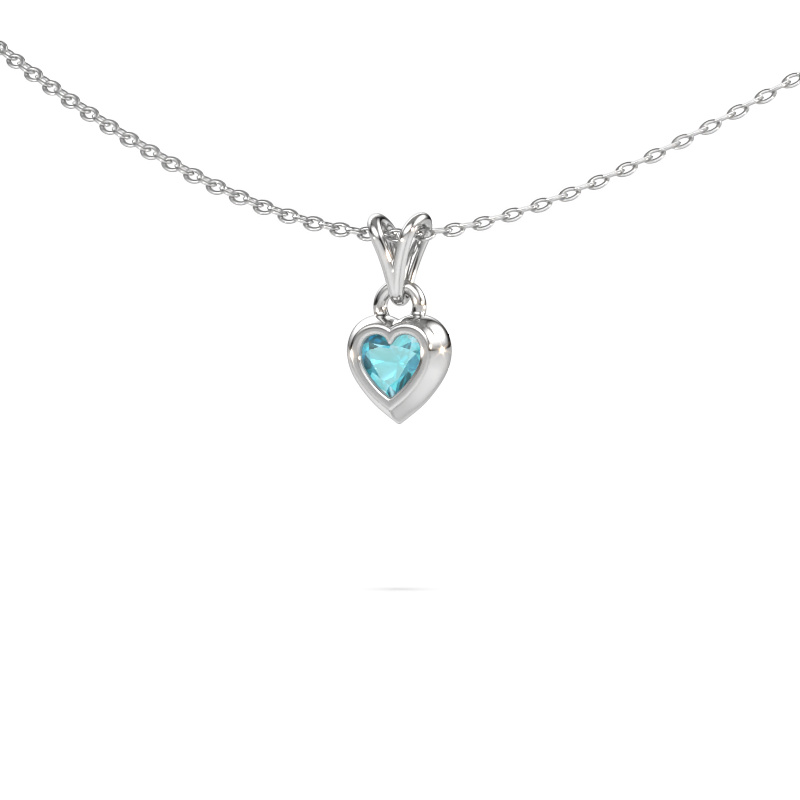 Image of Pendant Charlotte Heart 585 white gold Blue topaz 4 mm