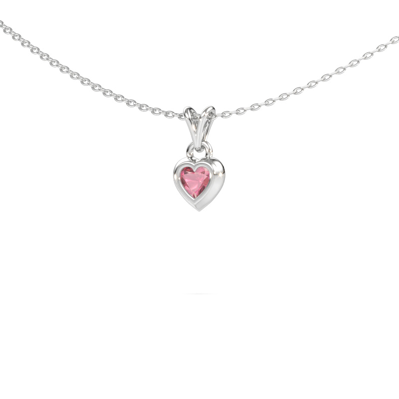 Bild av Hänge Charlotte Heart 585 vitt guld Rosa turmalin 4 mm