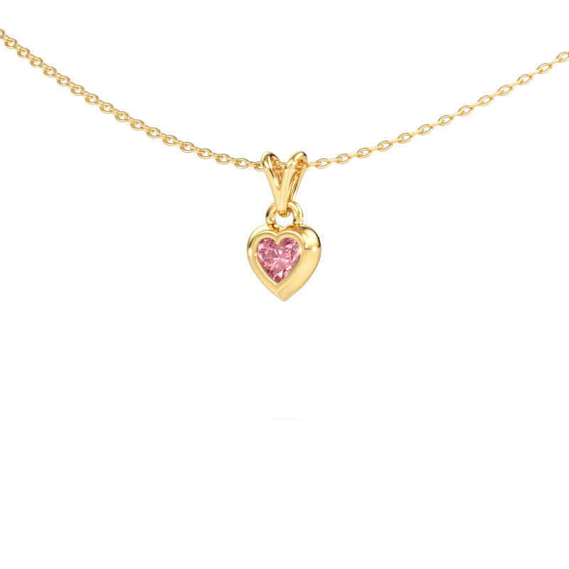 Image of Pendant Charlotte Heart 585 gold Pink lab grown diamond 4 mm