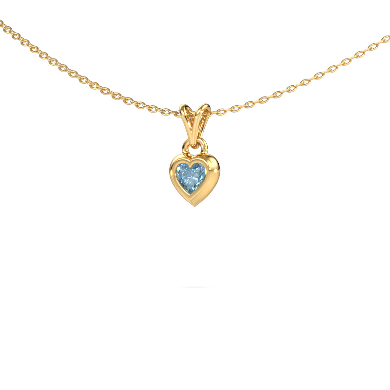 Image of Pendant Charlotte Heart 585 gold Blue lab grown diamond 4 mm