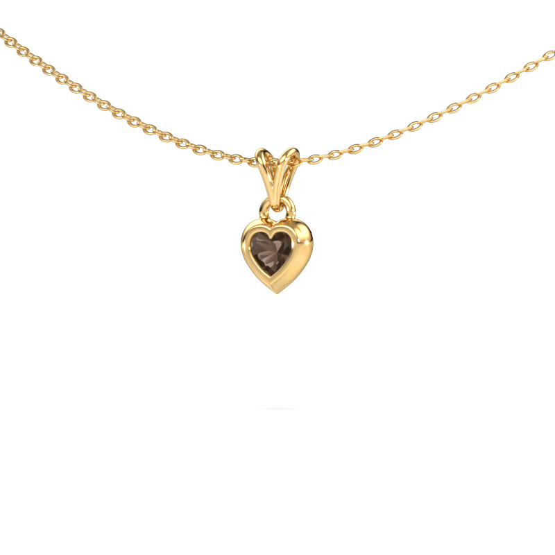 Image of Pendant Charlotte Heart 585 gold Smokey quartz 4 mm