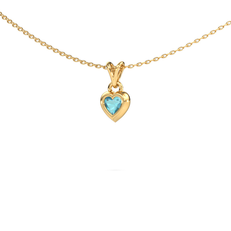 Image de Pendentif Charlotte Heart 585 or jaune Topaze bleue 4 mm