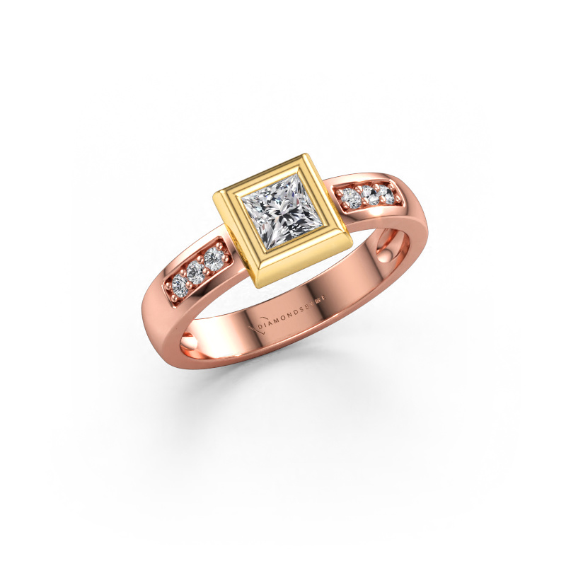 Afbeelding van Ring Charlotte Square 585 rosé goud Lab-grown diamant 0.49 crt