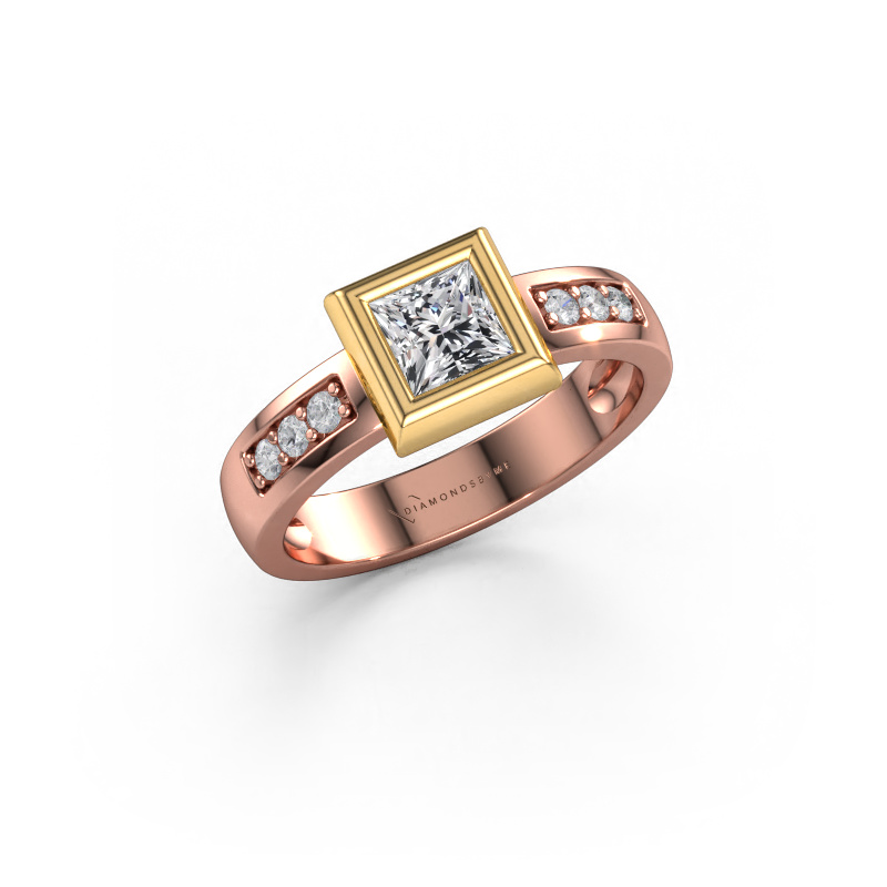 Afbeelding van Ring Charlotte Square 585 rosé goud Diamant 0.62 crt