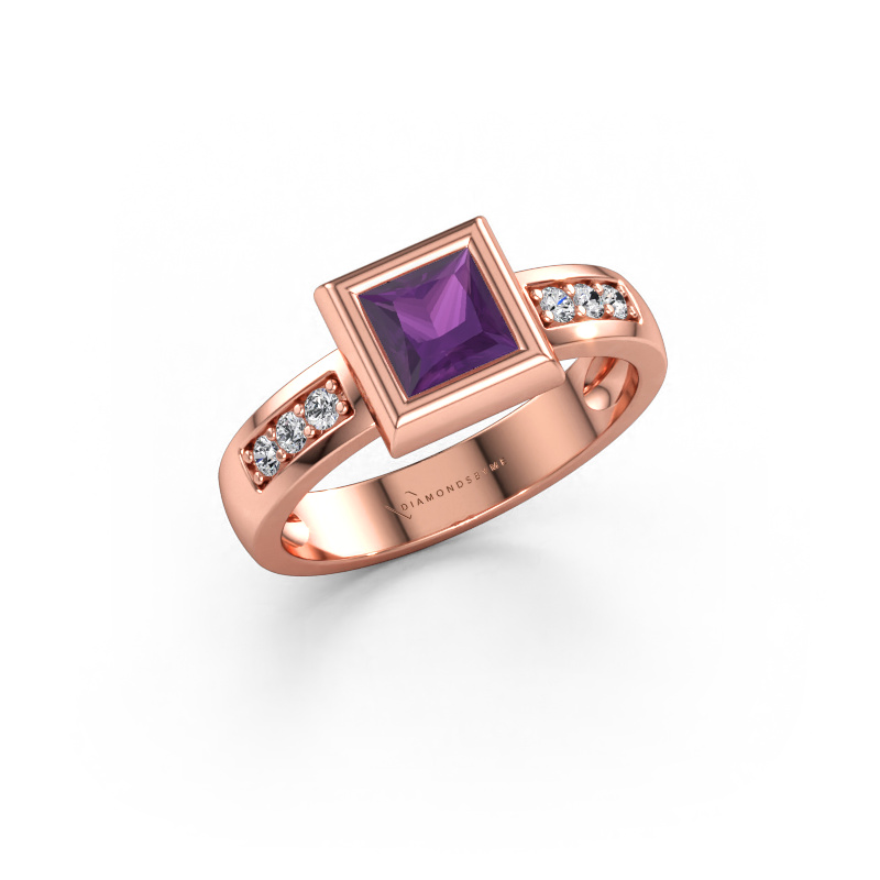 Bild av Ring Charlotte Square 585 roséguld Ametist 5 mm