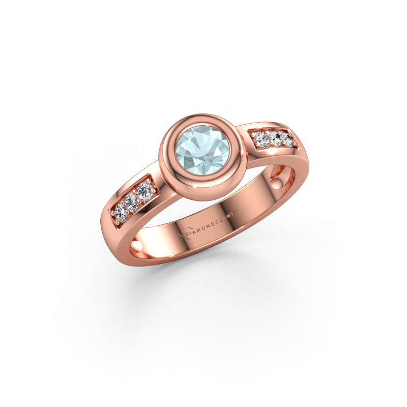 Immagine di Anello Charlotte Round 585 oro rosa Acquamarina 4.7 mm