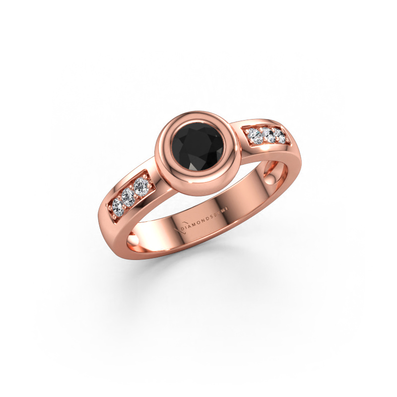 Bild av Ring Charlotte Round 585 roséguld Svart diamant 0.60 crt