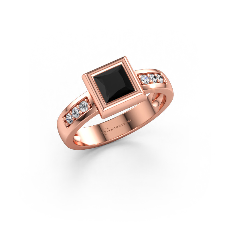 Bild av Ring Charlotte Square 585 roséguld Svart diamant 1.02 crt