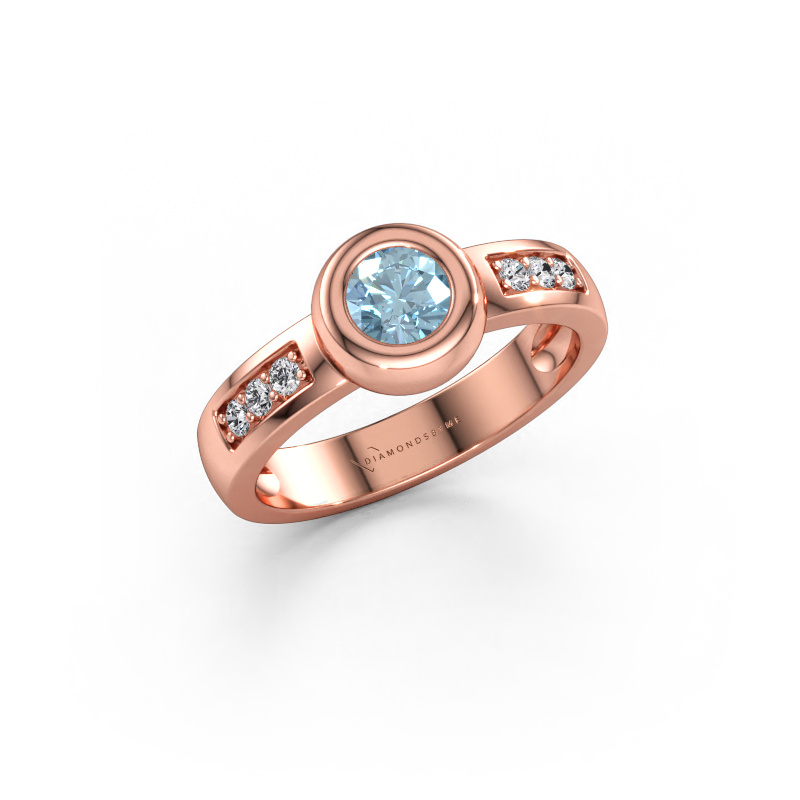 Bild av Ring Charlotte Round 585 roséguld Blå labbodlad diamant 4.7 mm