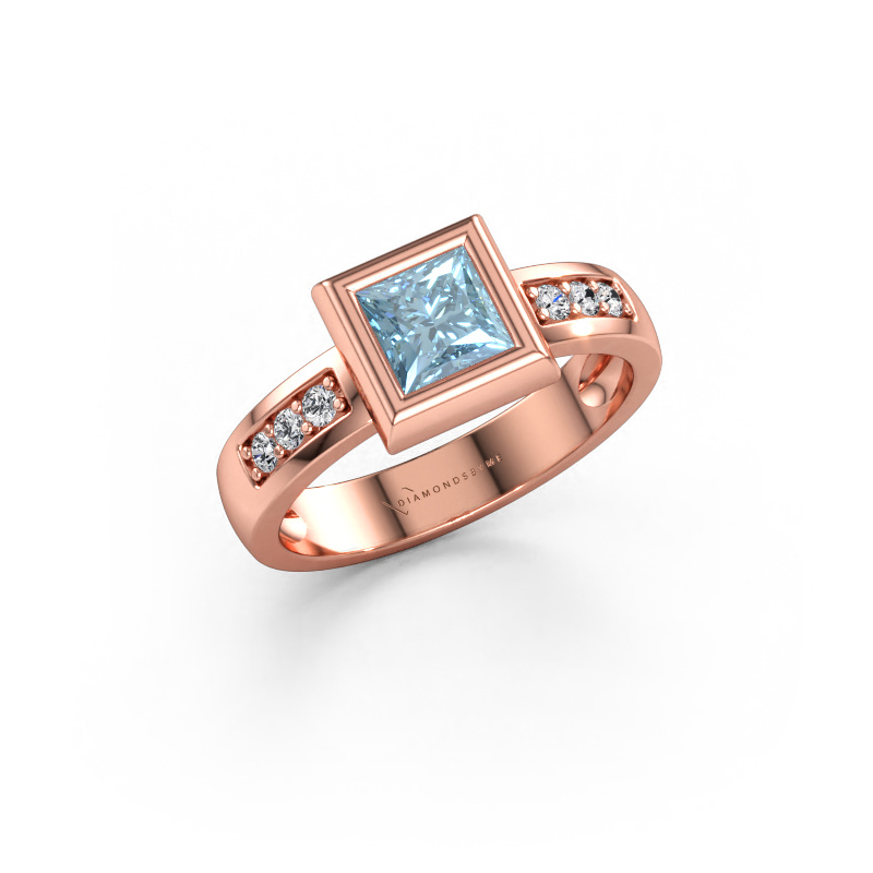 Immagine di Anello Charlotte Square 585 oro rosa Diamante lab grown blu 5 mm