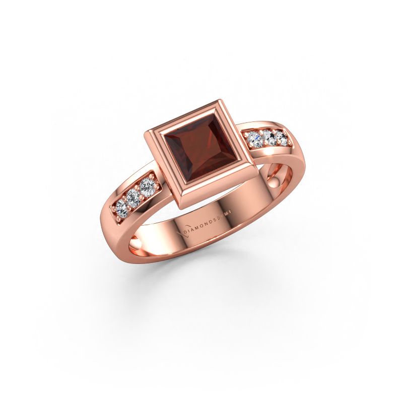 Bild av Ring Charlotte Square 585 roséguld Granat 5 mm