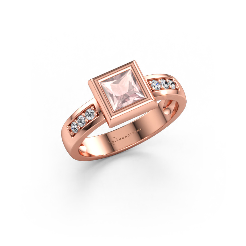 Immagine di Anello Charlotte Square 585 oro rosa Morganite champagne 5 mm